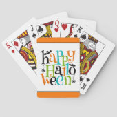 モダンハッピーハローウィンタイポグラフィこうもりクモ トランプ (裏面)