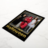 モダンハッピーハローウィンタイポグラフィ写真 箔シーズンカード (回転した状態)