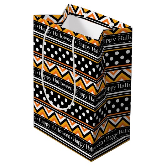 モダンハッピーハローウィンパターン ミディアムペーパーバッグ (裏面アングル)