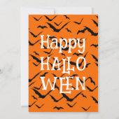 モダンハッピーハローウィン衣装パーティーこうもりオレンジ 招待状 (裏面)
