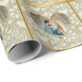 モダンハッピーバレンタインデーオンハートと花 ラッピングペーパー (ロールコーナー)