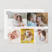 モダンハッピーバレンタインデーカスタムファミリーの写真 シーズンポストカード (正面/裏面)