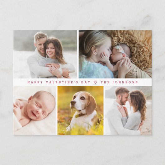 モダンハッピーバレンタインデーカスタムファミリーの写真 シーズンポストカード (正面)