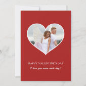 モダンハッピーバレンタインデー赤い写真 シーズンカード (正面)