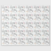 モダンハッピーバースデーパーソナライズされた ラッピングペーパー (フラット)