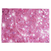 モダンハッピーバースデーピンクグリッター ラージペーパーバッグ (裏面)
