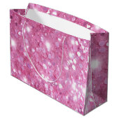 モダンハッピーバースデーピンクグリッター ラージペーパーバッグ (裏面アングル)