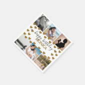 モダンハッピーバースデー写真のコラージュ名スクリプト スタンダードカクテルナプキン (角)