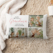 モダンハッピーバースデー写真コラージュ ランバークッション (ブランケット)