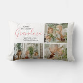 モダンハッピーバースデー写真コラージュ ランバークッション (正面)