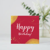 モダンハッピーバースデー抽象芸術引用文オン赤金ゴールド (スタンド正面)