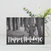 「モダンハッピーホリデー」レタリングクリスマスフォト シーズンカード (スタンド正面)