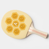 モダンハニカムとモノグラムのアイボリー 卓球ラケット (横)