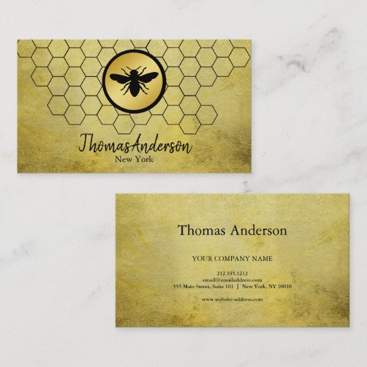 モダンハニカムと六角ビーのロゴ 名刺 (正面/裏面)