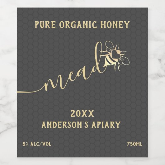 モダンハニカムミツバチmead ワインラベル (シングルラベル)