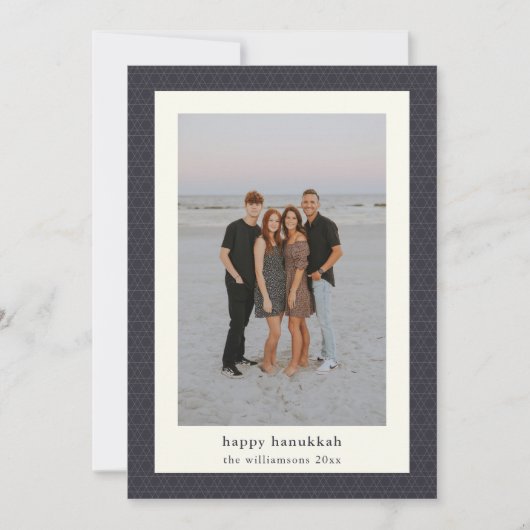 モダンハヌカ星エレガントネイビー青い写真 シーズンカード (正面)