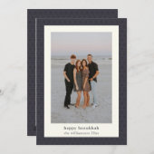 モダンハヌカ星エレガントネイビー青い写真 シーズンカード (正面/裏面)