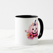 モダンハロウィンのピンクのかぼちゃ マグカップ (正面右)