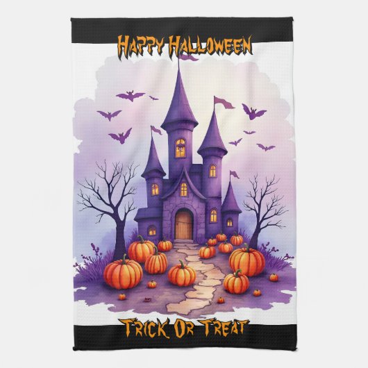 モダンハロウィンスプーキーキュートコレクション キッチンタオル (縦)