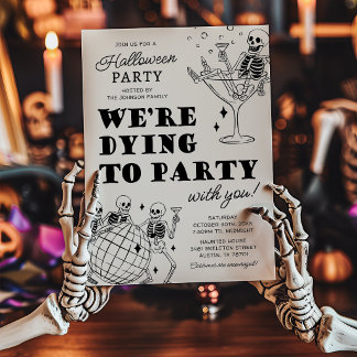 モダンハロウィンパーティー招待状 Dying to Party 招待状