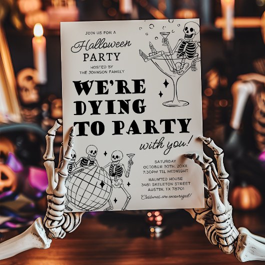 モダンハロウィンパーティー招待状 Dying to Party 招待状
