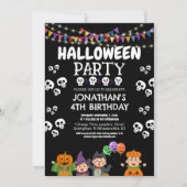 モダンハロウィン可愛いグ不気味ウル誕生日パーティー 招待状 (正面)
