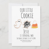 モダンハロウィン Cookie ゴースト スパイダー 誕生日招待状 招待状 (正面)