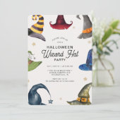 モダンハロウィーンオレンジウィザードハットパーティー 招待状 (スタンド正面)