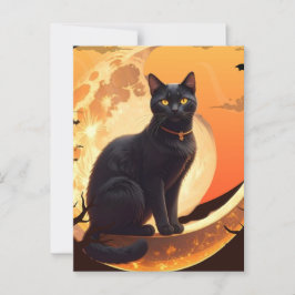 モダンハロウィーンブラックキャット ポストカード