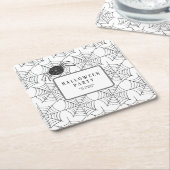 モダンハローウィンパーティ白黒Spider Web スクエアペーパーコースター (アングル)