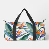 モダンハワイアンプリントバードパラダイスパターンacc ダッフルバッグ (正面)