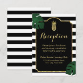 モダンハワイアン ゴールドパイナップル ウェディングパーティー エンクロージャーカード (正面/裏面)