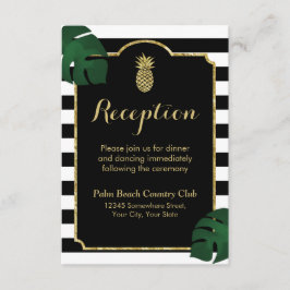 モダンハワイアン ゴールドパイナップル ウェディング レセプション エンクロージャーカード