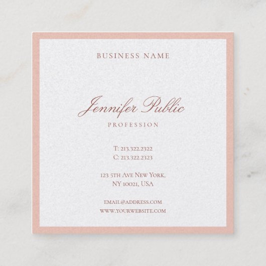 モダンハンドスクリプエレガントトテンプレートパール仕上げ スクエア名刺 (裏面)