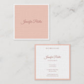 モダンハンドスクリプトテンプレートエレガントプレミアムリネン スクエア名刺 (正面/裏面)