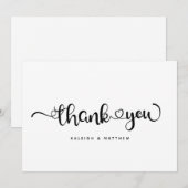モダンハーツ ブラシ スクリプト 現代のウェディング サンキューカード (正面/裏面)