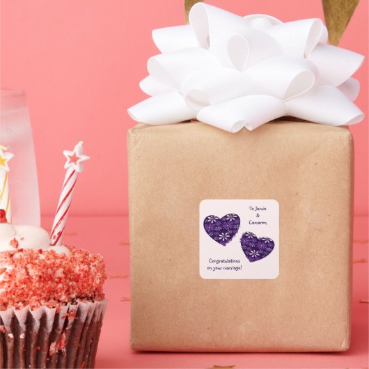 モダンハーツ　結婚おめでとう スクエアシール (パーティー)