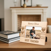 モダンハートと可愛いラインアート最高の先生 レーザー彫刻フレーム