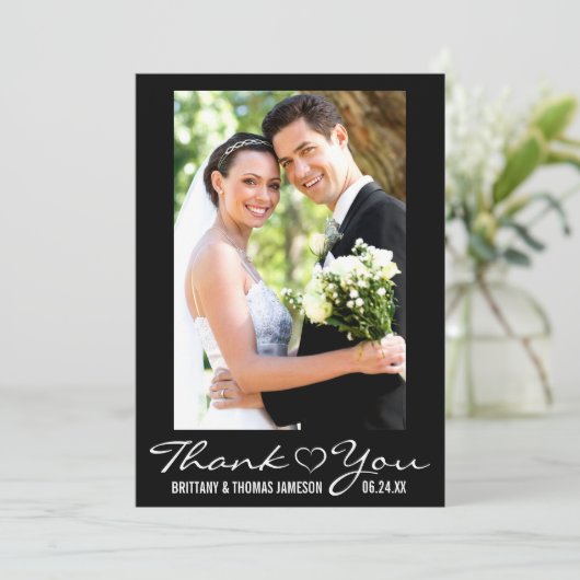 モダンハートの写真結婚カードWに感謝 サンキューカード (スタンド正面)