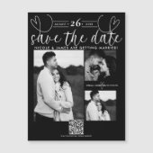 モダンハートの黒と白のシックな結婚式の延期案内 (正面)