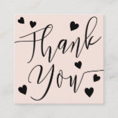 モダンハートは感謝してい、スクリプトの順序赤面ピンク スクエア名刺 (正面)