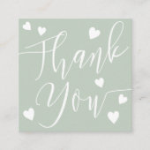 モダンハートは感謝していSage Greenをオーダーする スクエア名刺 (正面)