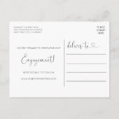 モダンハートはPHOTO付き婚約した婚約 案内ポストカード (裏面)