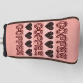 モダンハートガーリーコーヒーブラウンピンクのゴルファー愛好家 ゴルフヘッドカバー (正面)