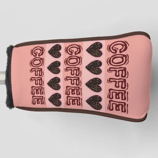 モダンハートガーリーコーヒーブラウンピンクのゴルファー愛好家 ゴルフヘッドカバー (正面)