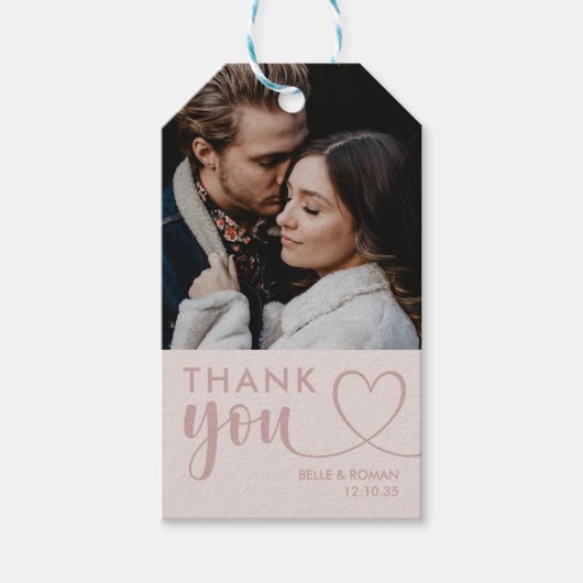 モダンハートサンキューライクバラ金ゴールド ギフトタグ (正面)