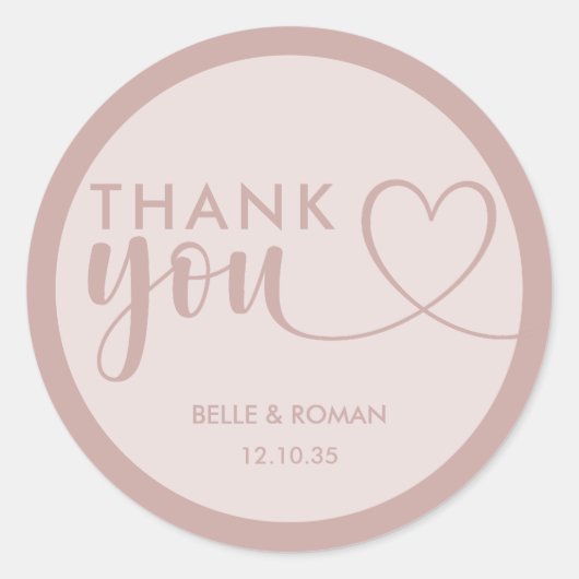 モダンハートサンキューライクバラ金ゴールド ラウンドシール (正面)