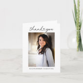 モダンハートスカスタムクリプト卒業写真 サンキューカード (正面)