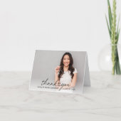 モダンハートスカスタムクリプト卒業写真 サンキューカード (正面)