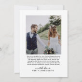 モダンハートスクリプト写真コラージュ編集可能メッセージ サンキューカード (裏面)